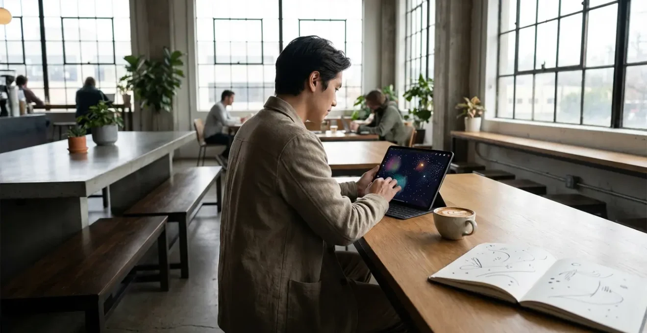 Person examining multiple review patterns on tablet screen