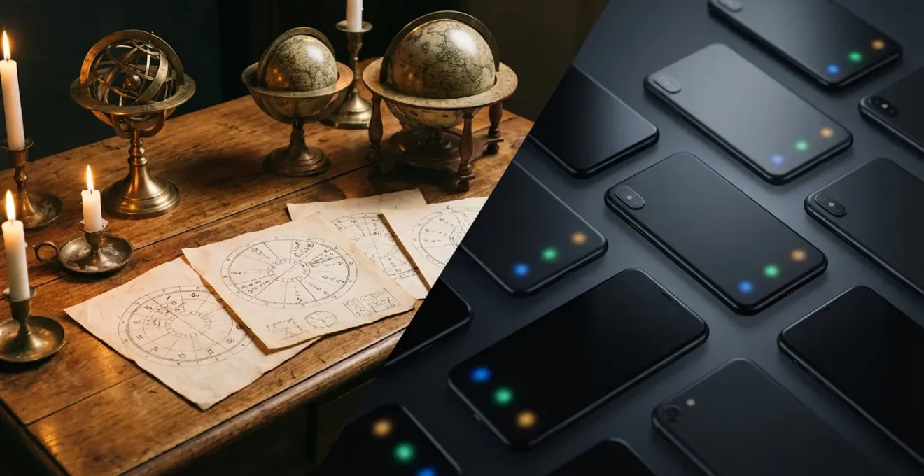 Editorial comparison between personalized natal chart transits and generic daily horoscope notifications