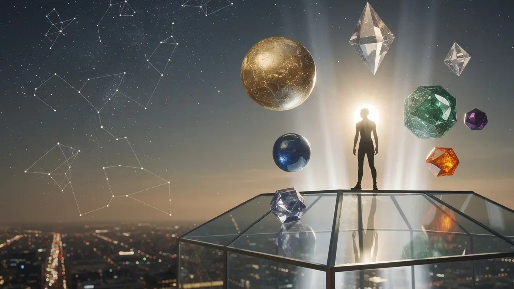 Professional figure at career peak with cosmic elements representing planetary transits and public recognition