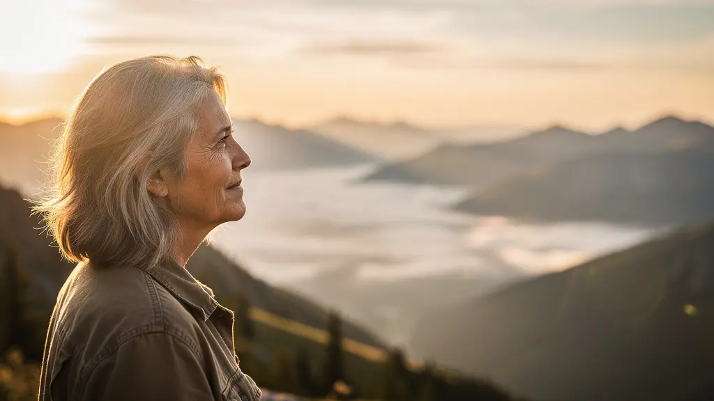 Mature individual overlooking vast landscape with multiple paths representing future possibilities