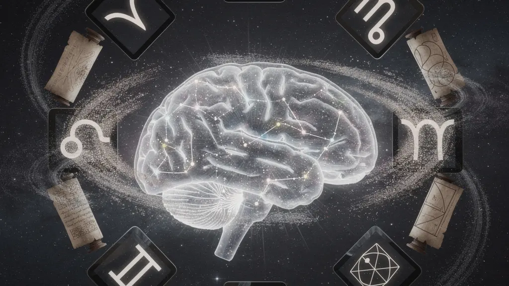 Abstract visualization of astrological Mercury signs and learning styles through brain connections