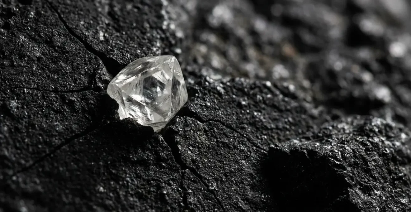 Metaphorical representation of Saturn's pressure creating strength over time like carbon becoming diamond