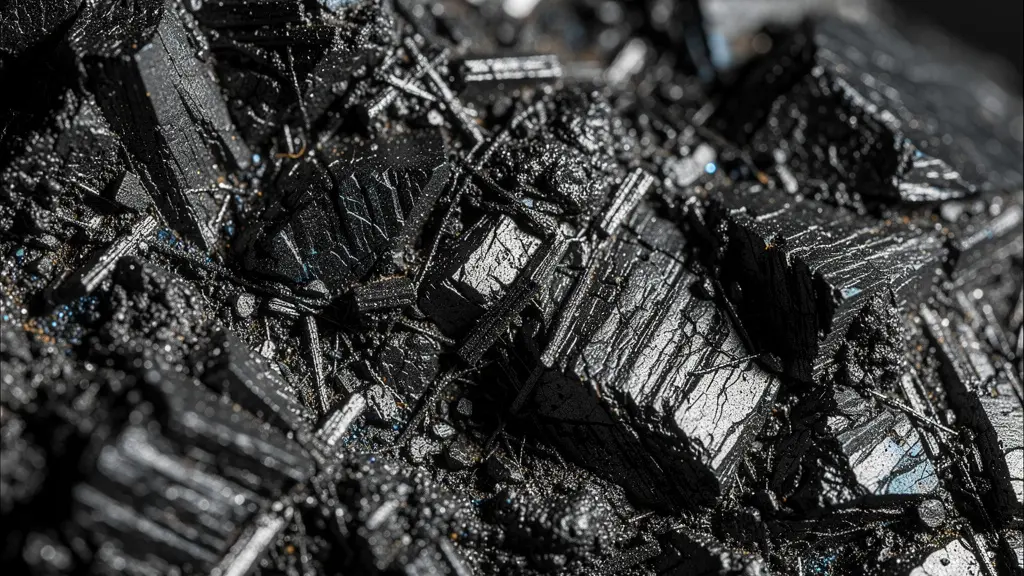 Extreme close-up of shungite stone showing unique carbon structure