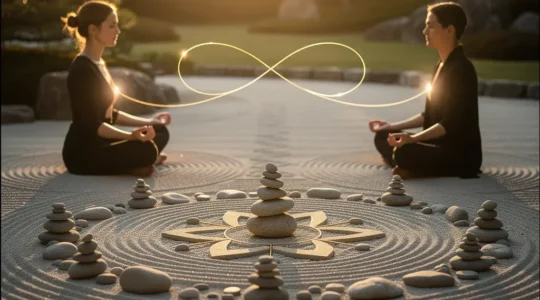 Two souls connected by destiny sharing a profound spiritual moment