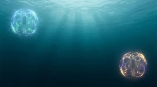 Water signs Cancer and Pisces creating protective energy boundaries in a mystical underwater scene